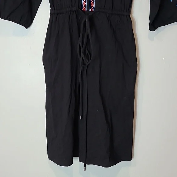 eShakti Embroidered Dress Womens Size 0 Boho Black Fall Festival Prairie Country - Picture 3 of 10